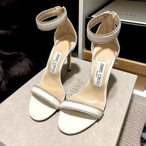 JIMMY CHOO Dochas 100 size 35 Latte color white beautiful sandals heels size 5